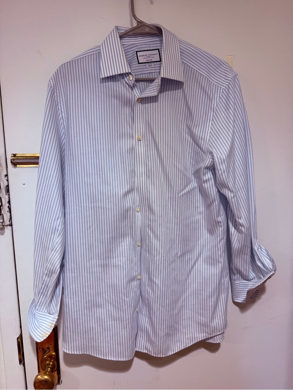 Charles Tyrwhitt Blue and White Striped Dress Shirt - Classic Fit